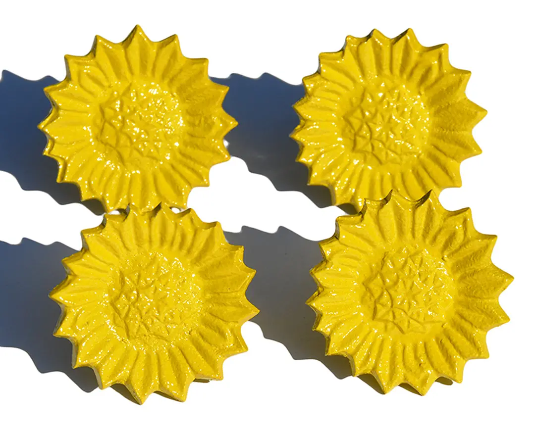 14914345_large.webp Vibhsa Sunflower Yellow Napkin Rings Set of 4 - Handcrafted Aluminum Floral Table Decor for Weddings, Holidays & Special Occasions - Image 1