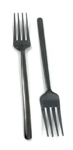 Vibhsa Black Silverware Dinner Fork Flatware Set of 6 Elegant Stainless Steel Cutlery with PVD Coating