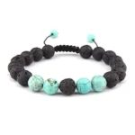 Adjustable Anxiety Diffusing Lava Stone Bracelet with Turquoise Stones Serenity and Style Combined