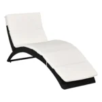 Outsunny Ergonomic PE Rattan Sun Lounger - Foldable Wicker Recliner with Cushion for Outdoor Relaxation - Black