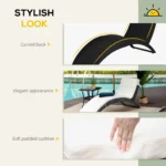 Outsunny Ergonomic PE Rattan Sun Lounger - Foldable Wicker Recliner with Cushion for Outdoor Relaxation - Black - Image 5