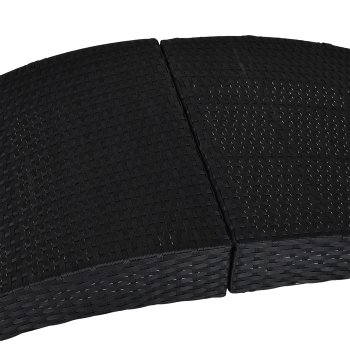 Outsunny Ergonomic PE Rattan Sun Lounger - Foldable Wicker Recliner with Cushion for Outdoor Relaxation - Black - Image 7