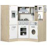 HOMCOM Kids Kitchen Playset with Role Play Accessories, Sound & Light Effects, Storage Space