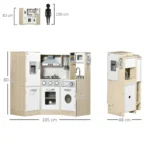 HOMCOM Kids Kitchen Playset with Role Play Accessories, Sound & Light Effects, Storage Space - Image 3