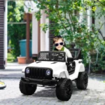 HOMCOM 12V Kids Electric Ride On Car Truck with LED Headlights and Remote Control Off-Road Adventure Toy - Image 2