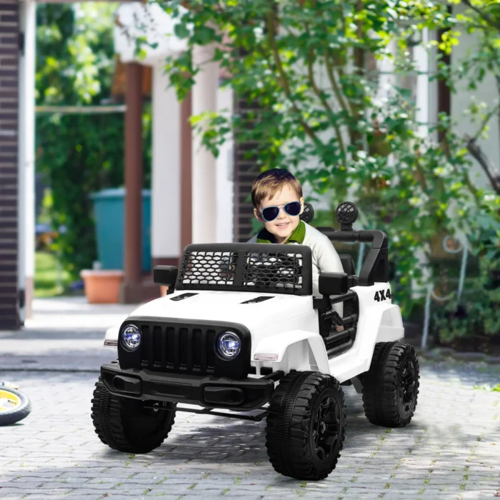 HOMCOM 12V Kids Electric Ride On Car Truck with LED Headlights and Remote Control Off-Road Adventure Toy - Image 2