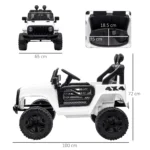 HOMCOM 12V Kids Electric Ride On Car Truck with LED Headlights and Remote Control Off-Road Adventure Toy - Image 3