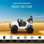 HOMCOM 12V Kids Electric Ride On Car Truck with LED Headlights and Remote Control Off-Road Adventure Toy - Image 4
