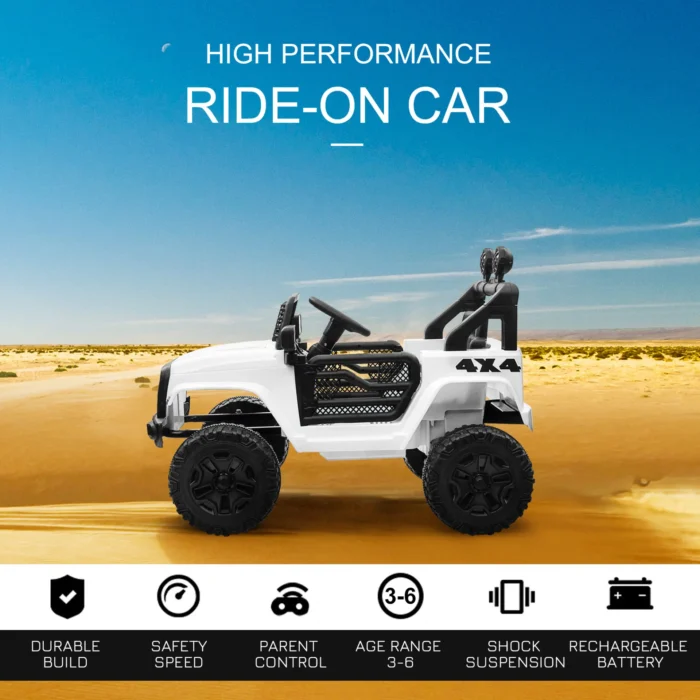 HOMCOM 12V Kids Electric Ride On Car Truck with LED Headlights and Remote Control Off-Road Adventure Toy - Image 4