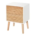 HOMCOM Oak 2 Drawers Bedside Table with Pine Legs - Wooden Bedroom Storage Cabinet