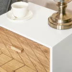 HOMCOM Oak 2 Drawers Bedside Table with Pine Legs - Wooden Bedroom Storage Cabinet - Image 6