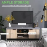 HOMCOM 1.2M Wooden TV Stand Cabinet - Stylish Entertainment Center with DVD CD Storage - Fits Up to 50-Inch TV - Grey Finish - Image 4