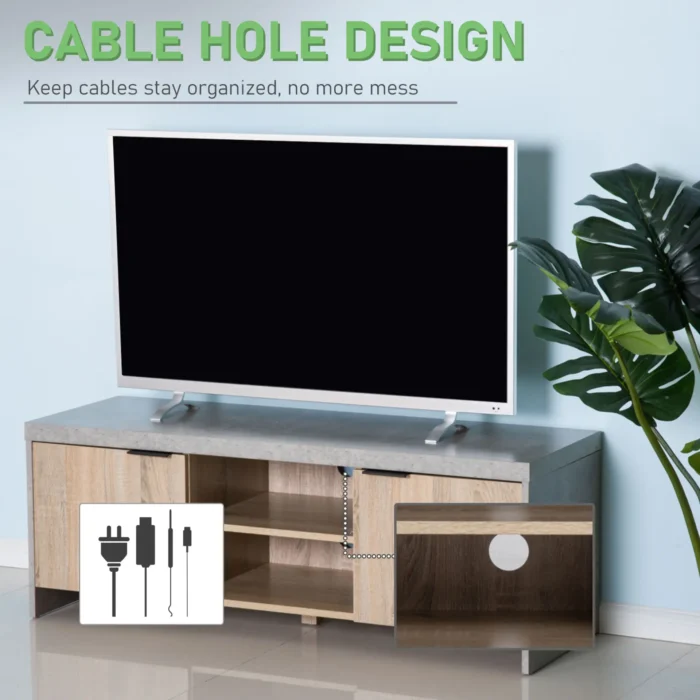 HOMCOM 1.2M Wooden TV Stand Cabinet - Stylish Entertainment Center with DVD CD Storage - Fits Up to 50-Inch TV - Grey Finish - Image 5