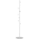 HOMCOM Free Standing Coat Rack Hall Tree with 8 Hooks, Steel Frame & Marble Base - Ideal for Entryways, Living Rooms, and Bedrooms in White