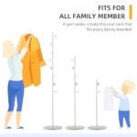 HOMCOM Free Standing Coat Rack Hall Tree with 8 Hooks, Steel Frame & Marble Base - Ideal for Entryways, Living Rooms, and Bedrooms in White - Image 7