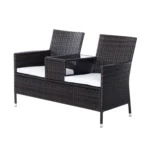 Outsunny Rattan 2 Seater Companion Seat with Cushions - Beautiful Patio Wicker Love Seat, Brown