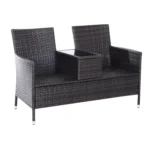 Outsunny Rattan 2 Seater Companion Seat with Cushions - Beautiful Patio Wicker Love Seat, Brown - Image 9