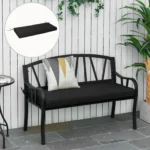 Outsunny Garden Bench Cushion 2 Seater, Water Resistant Loveseat Seat Pad, Durable Polyester Cover, Thick Sponge Filling, 120 x 50 x 8 cm, Black - Image 2