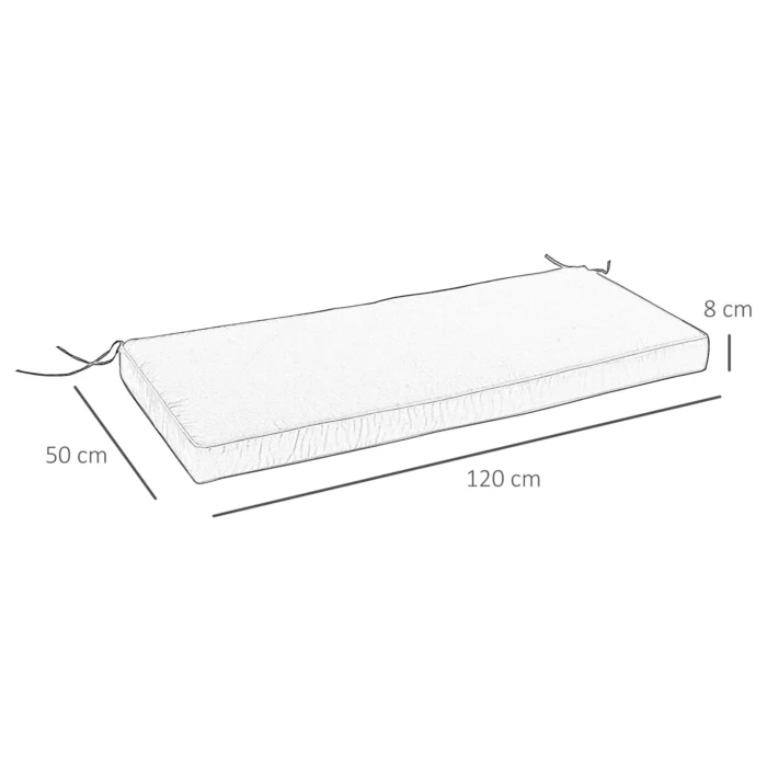 Outsunny Garden Bench Cushion 2 Seater, Water Resistant Loveseat Seat Pad, Durable Polyester Cover, Thick Sponge Filling, 120 x 50 x 8 cm, Black - Image 3