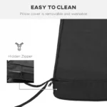 Outsunny Garden Bench Cushion 2 Seater, Water Resistant Loveseat Seat Pad, Durable Polyester Cover, Thick Sponge Filling, 120 x 50 x 8 cm, Black - Image 5