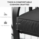 Outsunny Garden Bench Cushion 2 Seater, Water Resistant Loveseat Seat Pad, Durable Polyester Cover, Thick Sponge Filling, 120 x 50 x 8 cm, Black - Image 7