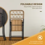Outsunny 3 PCS Rattan Wicker Folding Bistro Set - Hand Woven Chairs & Coffee Table for Garden, Balcony, Pool & Lawn - Stylish Natural Outdoor Furniture - Image 5