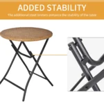 Outsunny 3 PCS Rattan Wicker Folding Bistro Set - Hand Woven Chairs & Coffee Table for Garden, Balcony, Pool & Lawn - Stylish Natural Outdoor Furniture - Image 8