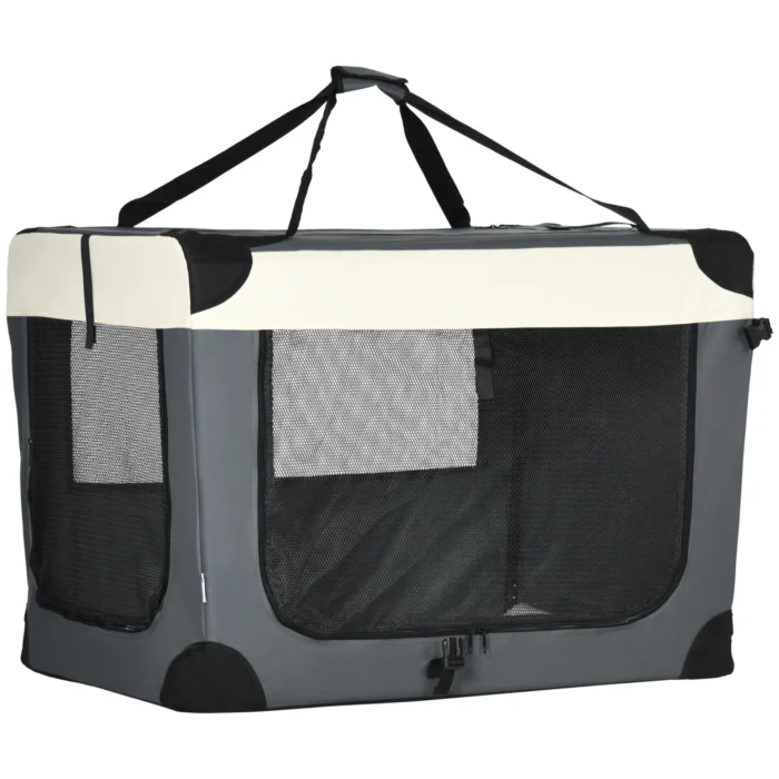 PawHut 91cm Foldable Pet Carrier Cat Bag - Portable & Comfortable Carrier for Cats and Large Dogs - Grey - Image 1