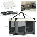 PawHut 91cm Foldable Pet Carrier Cat Bag - Portable & Comfortable Carrier for Cats and Large Dogs - Grey - Image 3