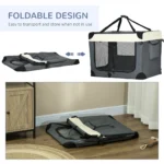 PawHut 91cm Foldable Pet Carrier Cat Bag - Portable & Comfortable Carrier for Cats and Large Dogs - Grey - Image 6