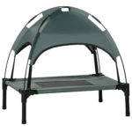 PawHut Elevated Waterproof Dog Bed with Mesh & UV Protection Canopy, Grey - Perfect for Small Dogs