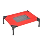 PawHut Raised Dog Bed - Elevated, Portable, Metal Frame, Black/Red, Small