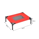 PawHut Raised Dog Bed - Elevated, Portable, Metal Frame, Black/Red, Small - Image 3