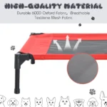 PawHut Raised Dog Bed - Elevated, Portable, Metal Frame, Black/Red, Small - Image 6