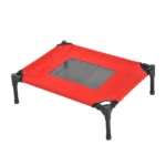 PawHut Raised Dog Bed - Elevated, Portable, Metal Frame, Black/Red, Small - Image 8