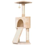 PawHut 3 Level Cat Tree for Indoor Cats - Activity Centre with Sisal Scratching Posts, Perch, Condo, and Ladder - Beige