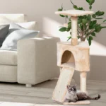 PawHut 3 Level Cat Tree for Indoor Cats - Activity Centre with Sisal Scratching Posts, Perch, Condo, and Ladder - Beige - Image 2