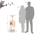 PawHut 3 Level Cat Tree for Indoor Cats - Activity Centre with Sisal Scratching Posts, Perch, Condo, and Ladder - Beige - Image 3
