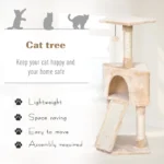PawHut 3 Level Cat Tree for Indoor Cats - Activity Centre with Sisal Scratching Posts, Perch, Condo, and Ladder - Beige - Image 4