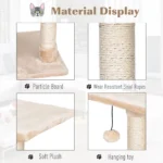 PawHut 3 Level Cat Tree for Indoor Cats - Activity Centre with Sisal Scratching Posts, Perch, Condo, and Ladder - Beige - Image 5