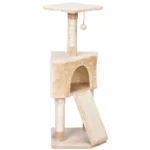 PawHut 3 Level Cat Tree for Indoor Cats - Activity Centre with Sisal Scratching Posts, Perch, Condo, and Ladder - Beige - Image 8