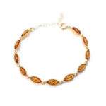 Dainty Amber and Gold Plated Silver Bracelet - Minimalistic Baltic Beauty | Elegant Handcrafted Jewelry