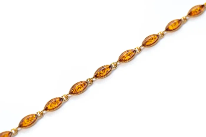 Dainty Amber and Gold Plated Silver Bracelet - Minimalistic Baltic Beauty | Elegant Handcrafted Jewelry - Image 5