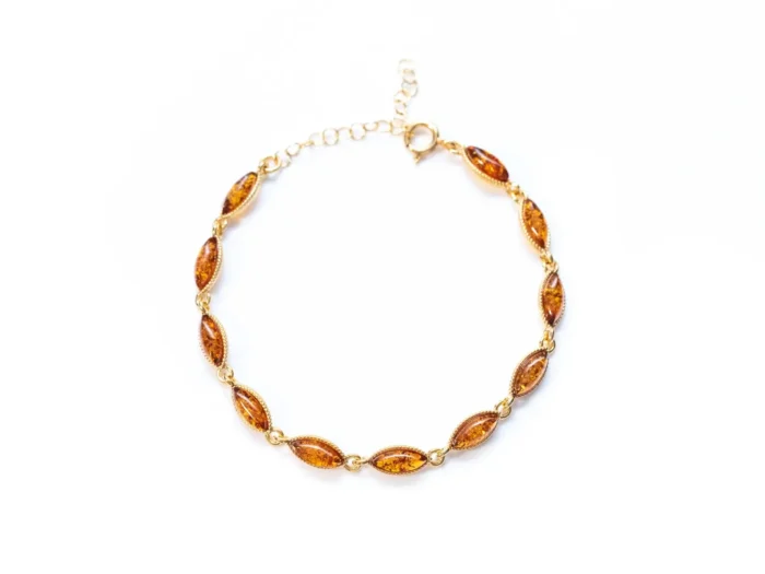 Dainty Amber and Gold Plated Silver Bracelet - Minimalistic Baltic Beauty | Elegant Handcrafted Jewelry - Image 6