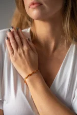 Dainty Amber and Gold Plated Silver Bracelet - Minimalistic Baltic Beauty | Elegant Handcrafted Jewelry - Image 8