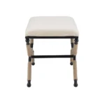 Ashburn Campaign Bench Linen - Boho Inspired Accent Bench with Comfortable Seating, Sturdy Metal Legs, Beige Upholstery - Image 3