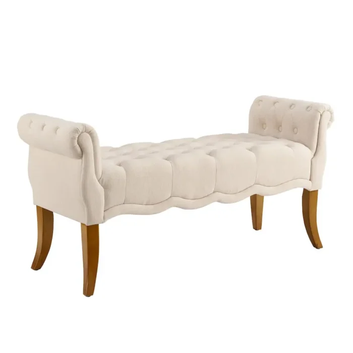 Madison Natural Roll Arm Bench - Elegant Traditional Style Bench for Home Decor - Image 1