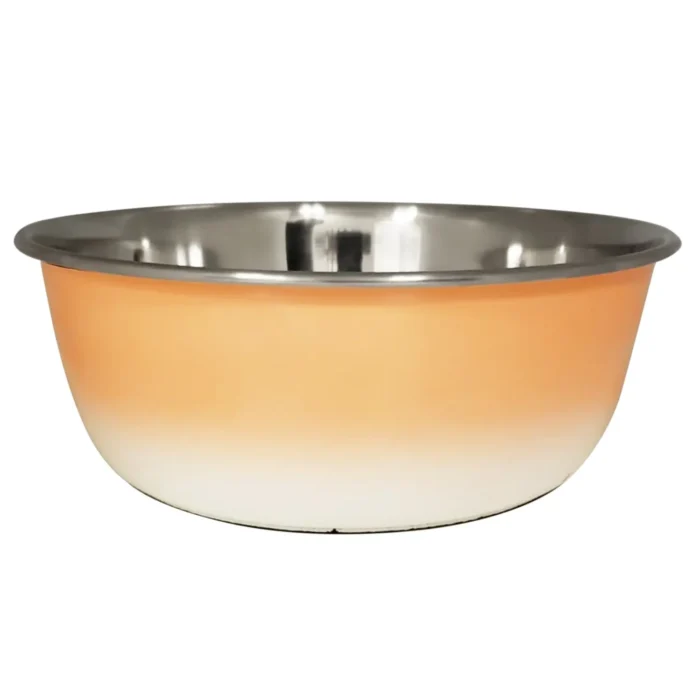Deep Dog Bowl Extra-Deep Stainless Steel Pet Bowl, Peach Coral, Durable & Easy-to-Clean, Perfect for Large Snouts - Image 1