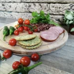 Round Charcuterie Board - Premium Beech Wood Serving Cheese Platter and Wood Serving Tray