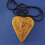 Antique Gold Heart Pendant Handmade Polymer Clay Necklace with Rose & Czech Crystal | Vintage Elegance